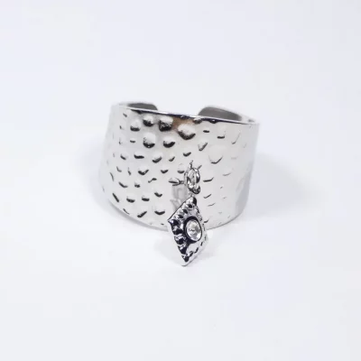 Bague en acier inoxydable et pendentif zircon - CAROLINE argent