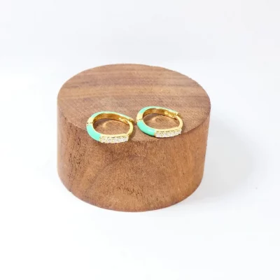 Boucles d'oreilles en acier inoxydable et zircons - PEYTON bleu clair