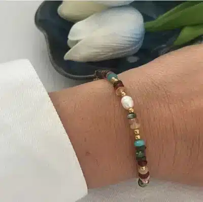 bracelet perle multicolore et acier inoxydable vente de bijoux vauvert