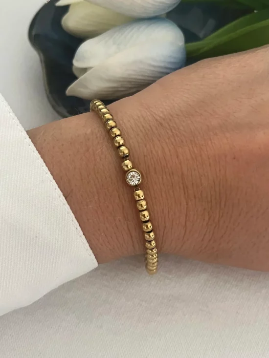 bracelet tendance en acier inoxydable doré et zircon cristal vendu chez nallia bijoux a aimargues