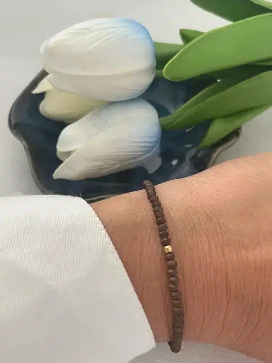 bracelet elastique en perle marron vente de bijoux lunel