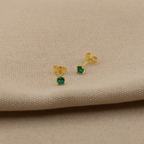 boucle d'oreille puce en argent 925 avec zircon vert nallia bijoux idéal cadeau aimargues