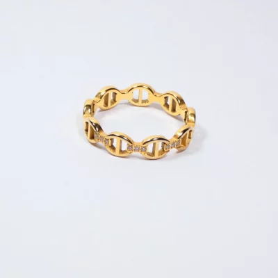 Bague en acier inoxydable et zircons - ANAE