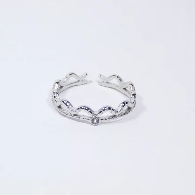 Bague en acier inoxydable et zircon - ORANGE