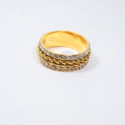 Bague en acier inoxydable et zircons - AURELIA