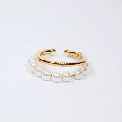 Bague en acier inoxydable et perles - ELENA
