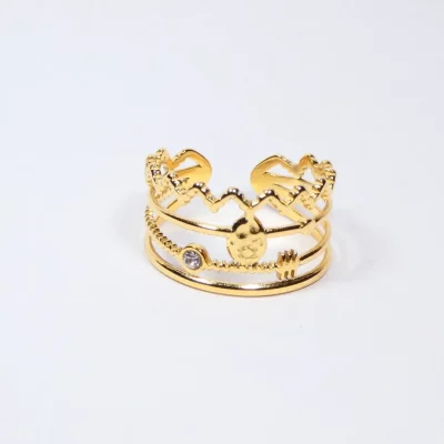 Bague en acier inoxydable et zircon - REBECCA doree