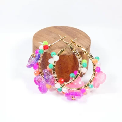 Boucles d'oreilles en acier inoxydable et perles - RIVIERA rose