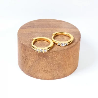 Boucles d'oreilles en acier inoxydable et zircons - LILIA brillant